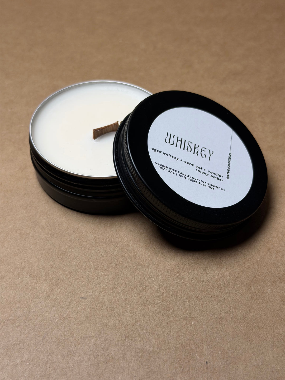 WHISKEY TAVEL TIN CANDLE