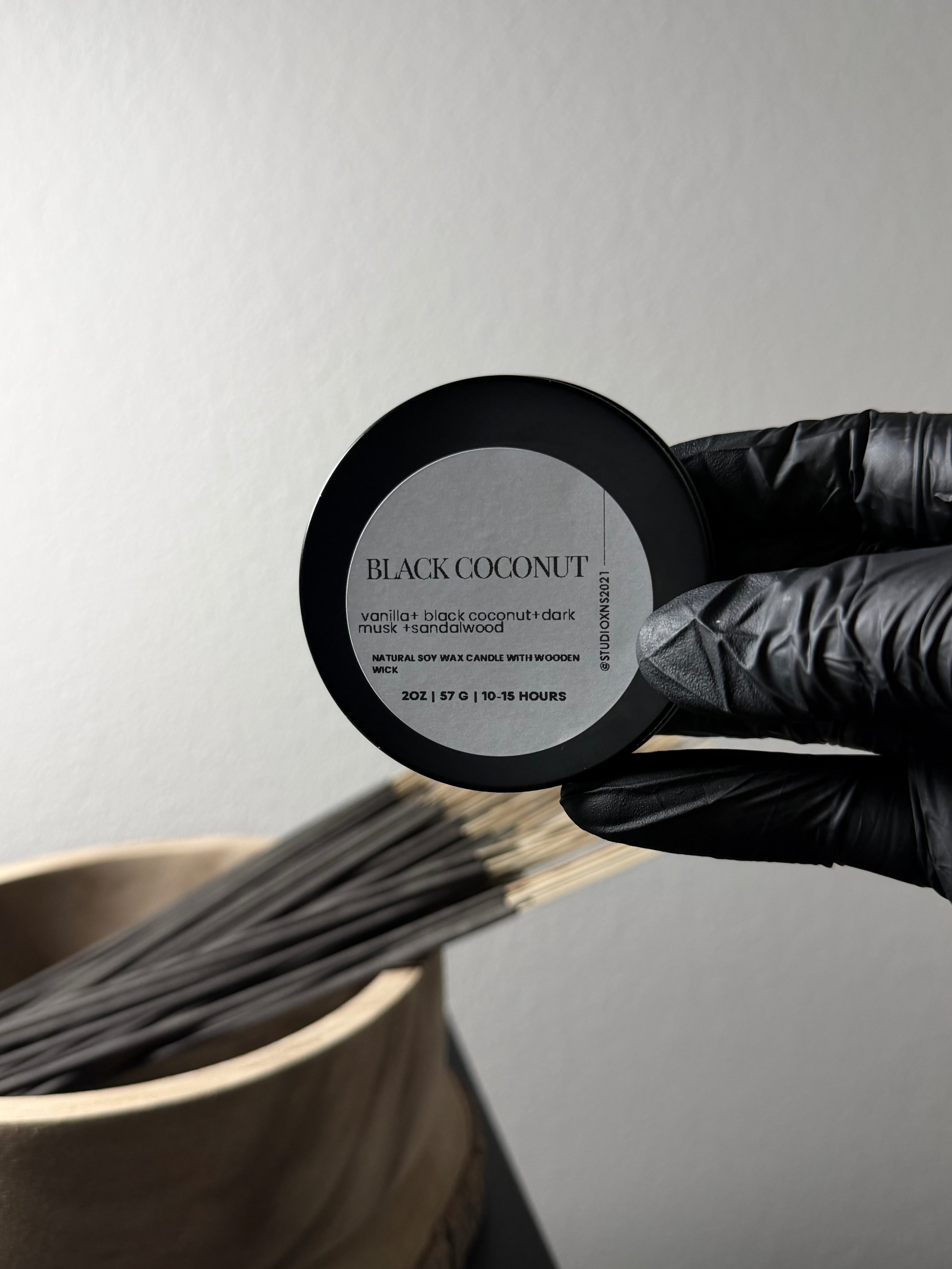 BLACK COCONUT  TRAVEL TIN CANDLE